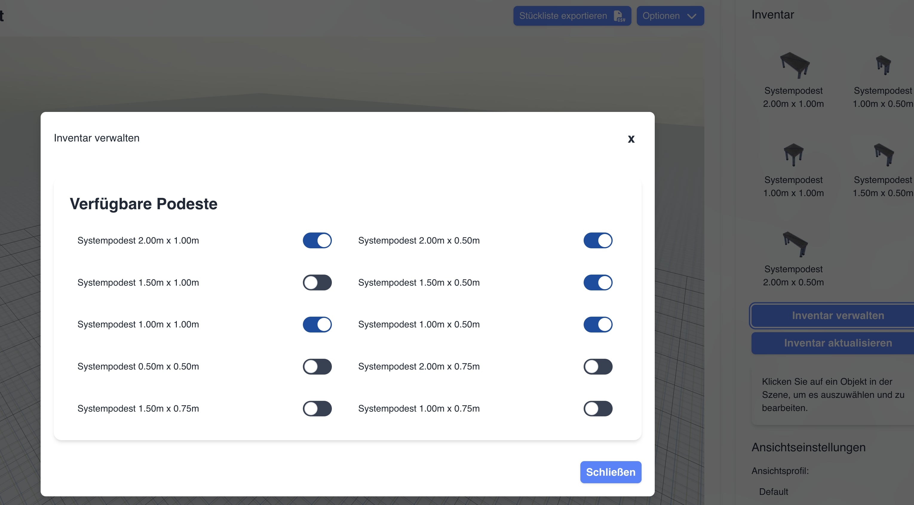 Inventar direkt in stageplanner importieren und nutzen